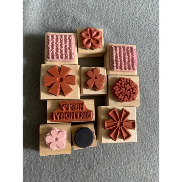 Stampin Up Flower & Sentiment Rubber Stamps Set - Birthday Thank You Love & Joy - Picture 2 of 4